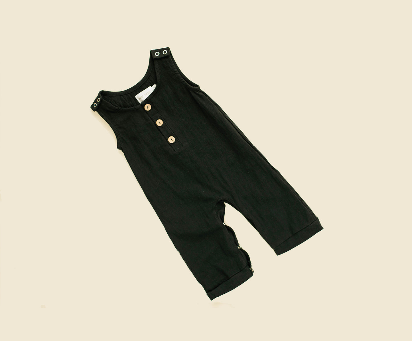 Black Linen Basic Romper - Babe Basics