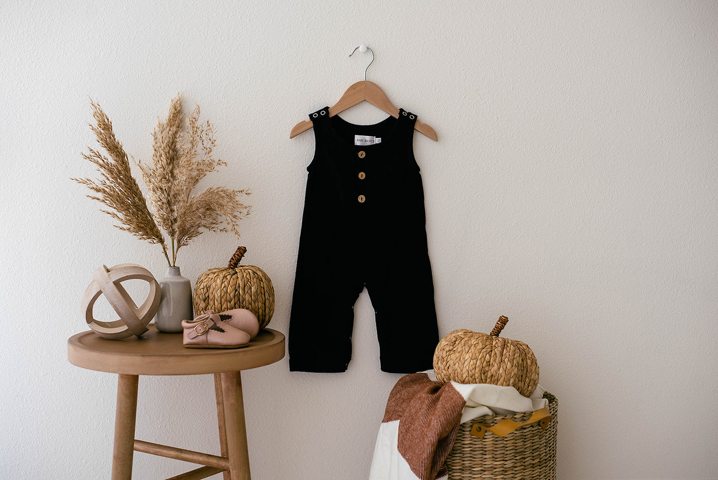 Black Linen Basic Romper - Babe Basics