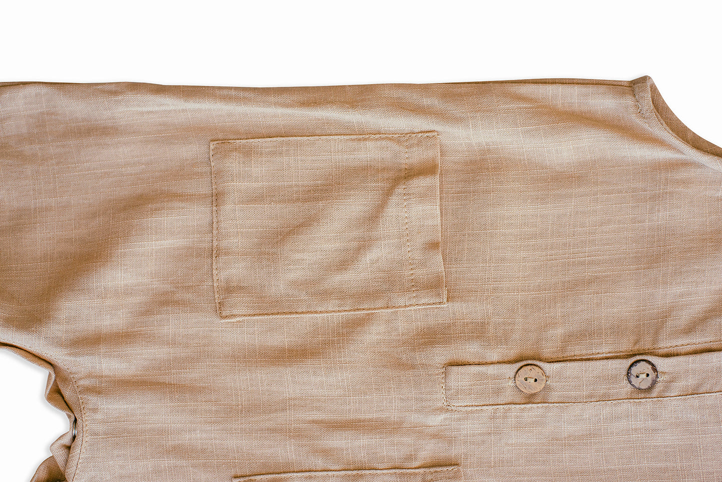Oatmeal Cropped Linen Baby Romper
