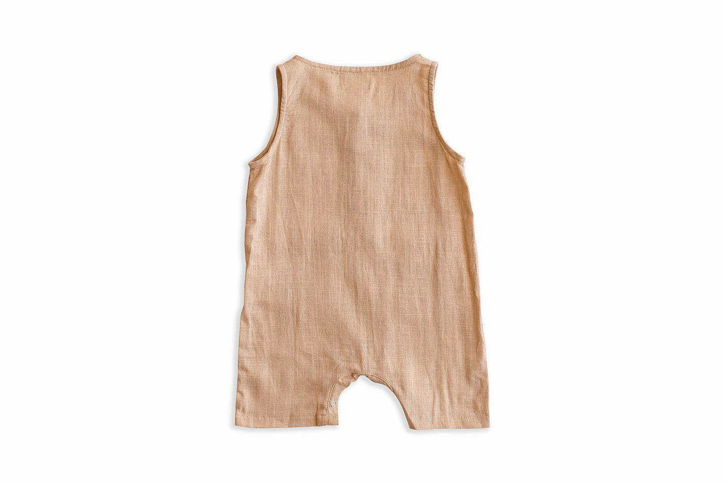 Oatmeal Cropped Linen Baby Romper