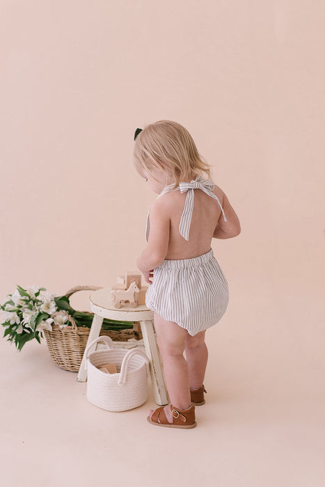 Black & White Striped Halter Romper - Babe Basics