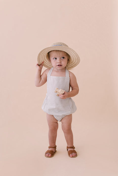 Black & White Striped Halter Romper - Babe Basics