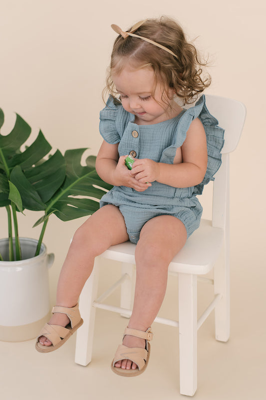 Organic Seafoam Summer Romper - Babe Basics