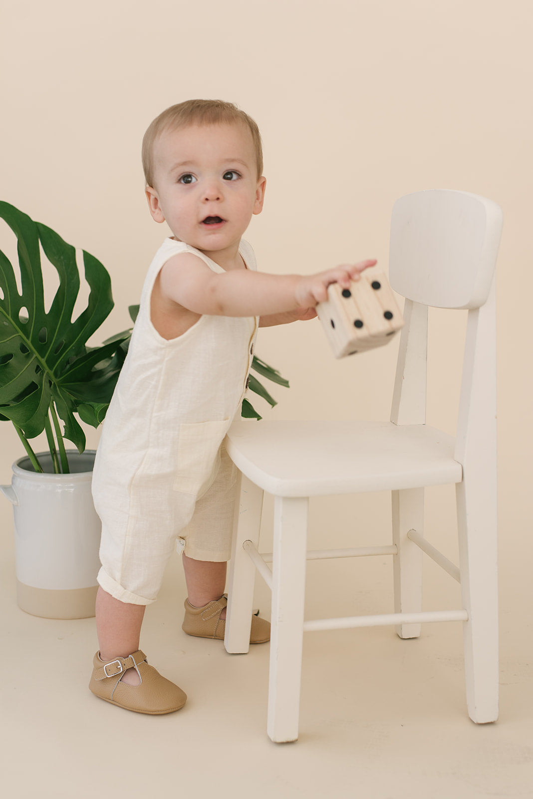 Cream Crop Linen Romper - Babe Basics