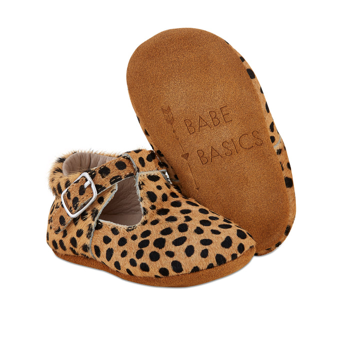 Soft-Sole Leather Mary Jane Moccasins - LEOPARD - Babe Basics