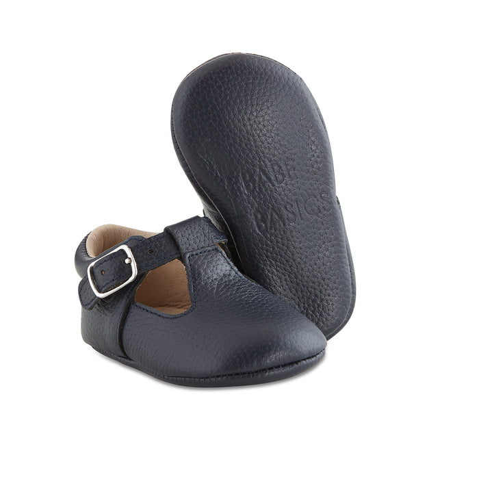 Soft-Sole Leather Mary Jane Moccasins - NAVY - Babe Basics