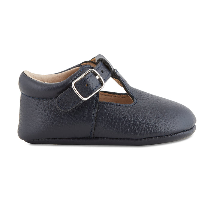 Soft-Sole Leather Mary Jane Moccasins - NAVY - Babe Basics