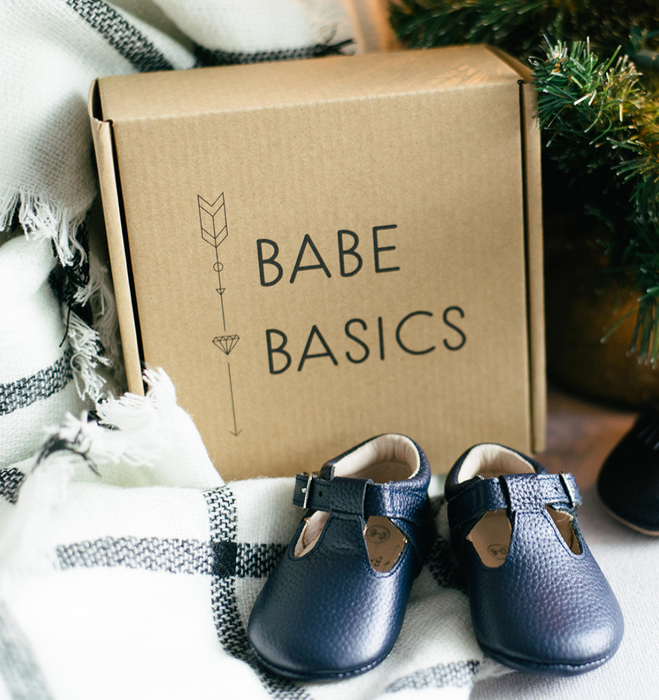 Soft-Sole Leather Mary Jane Moccasins - NAVY - Babe Basics