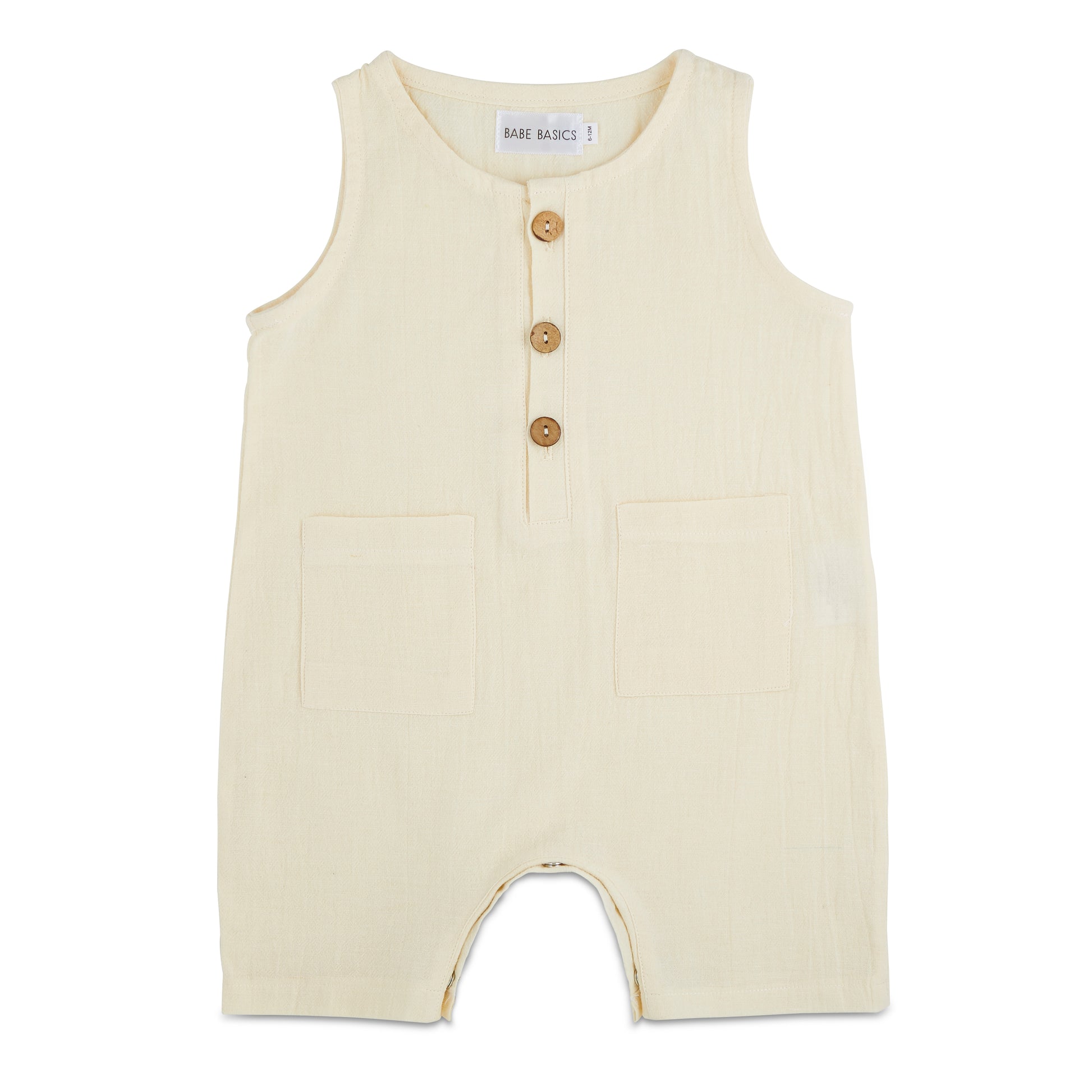 Cream Crop Linen Romper - Babe Basics