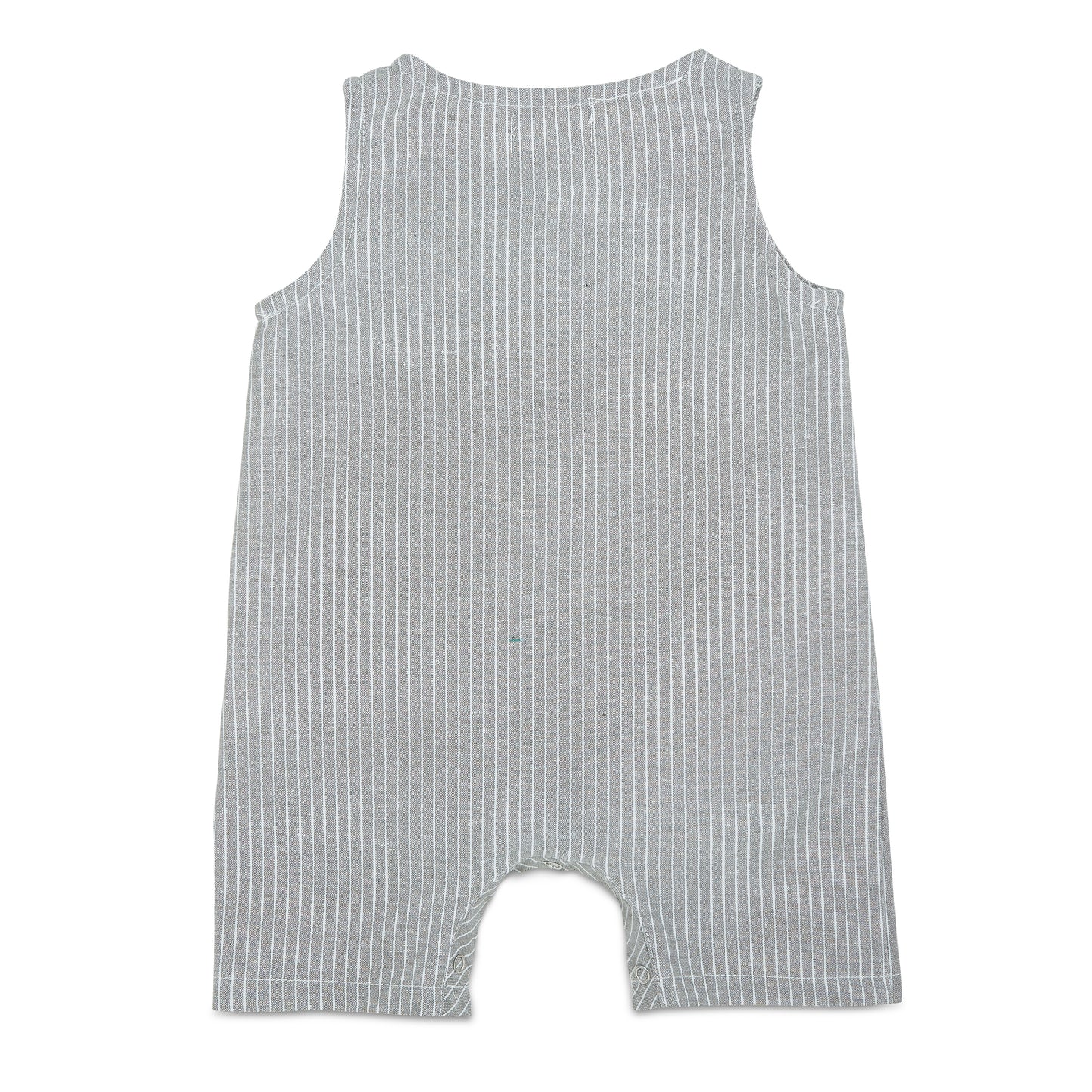Grey & White Striped Crop Linen Romper - Babe Basics