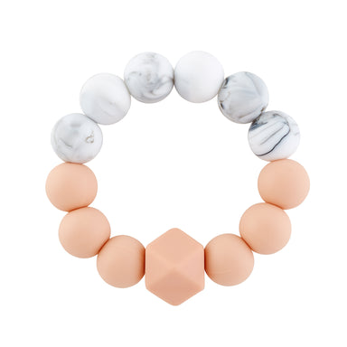 Marble & Peach Teething Rattle - Babe Basics