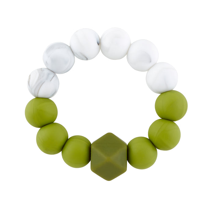 Marble & Olive Teething Rattle - Babe Basics